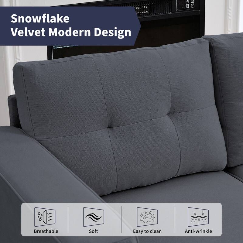 Mixoy 108"Snowflake Velvet Oversized Modular Sectional Sofa,L-Shaped Sectional Sofas with Side Pocket,Large 6 Seater Corner Sofa