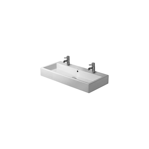 Duravit 454100026 Vero 39 3 8 Ceramic Bathroom Sink For Vanity Or Vessel Installations With Two Faucet Holes And Overflow