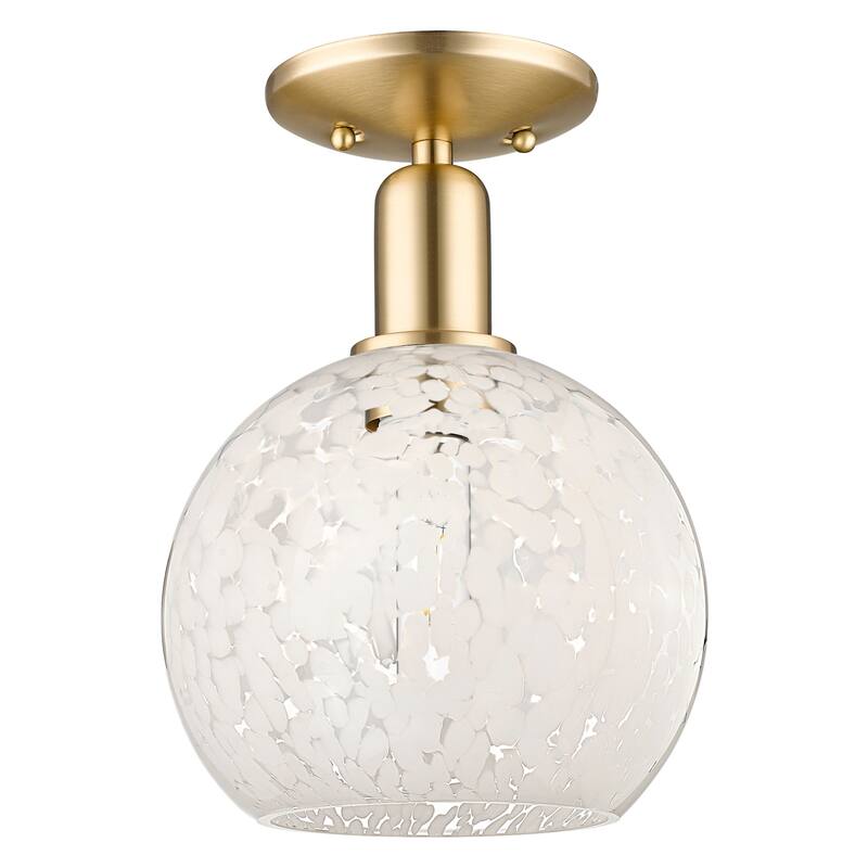 Innovations Lighting 716-1C-12-8 White Mouchette Semi-Flush White - Champagne Bronze / White Mouchette