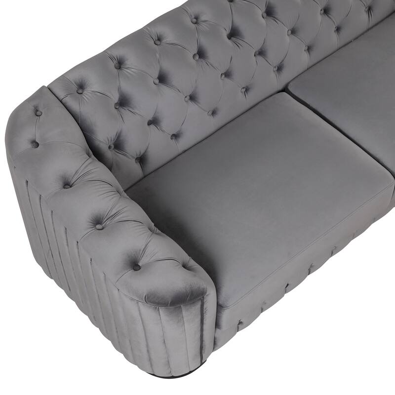 82.4" Velvet 3-Seat Sofa with Solid Wood Frame and Ergonomic Backrest - Soft Padded Seat
