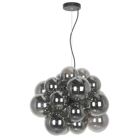 6 Light Halogen Pendant, Polished Chrome with Smoked Glass