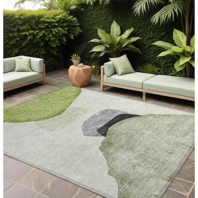 Allone Modern Art-Inspired Weather Resistant Blended Style Outdoor Rug
