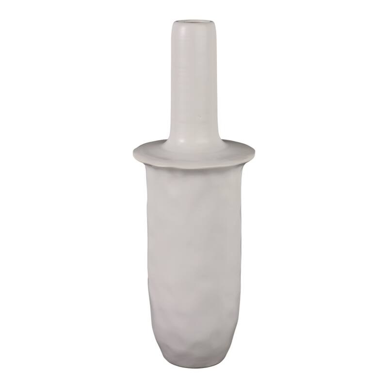 Decorative Vase - Ivory Ceramic Unique Flared Top