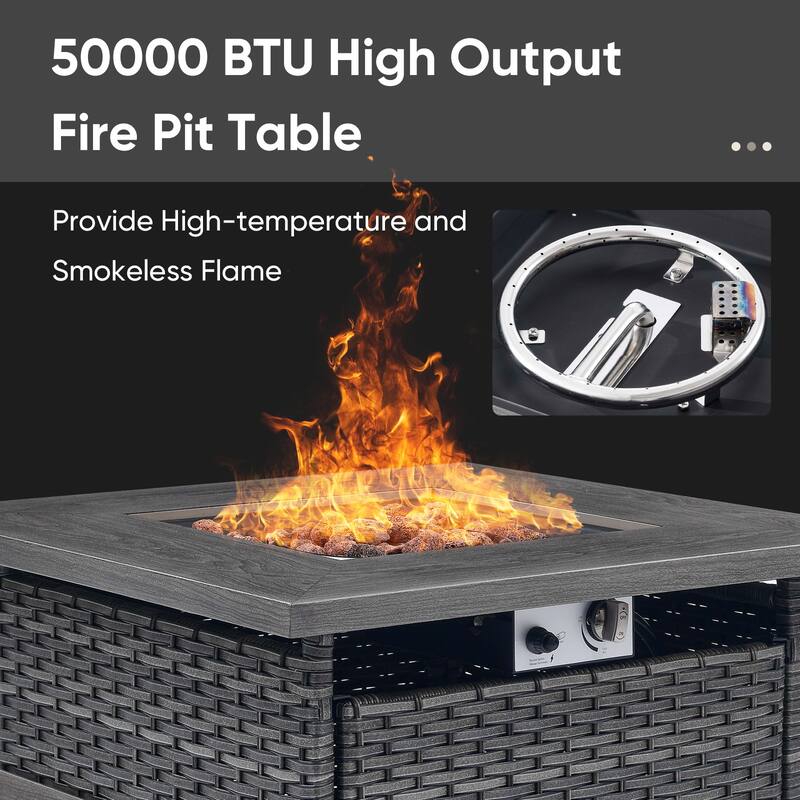 Pati Sofa with Fire Pit Table and Swivel Chairs