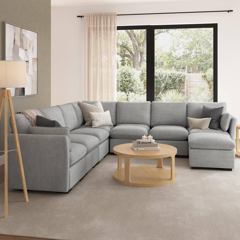 Bush Home Sienna Modular 6-Seater Sectional with Storage Ottoman