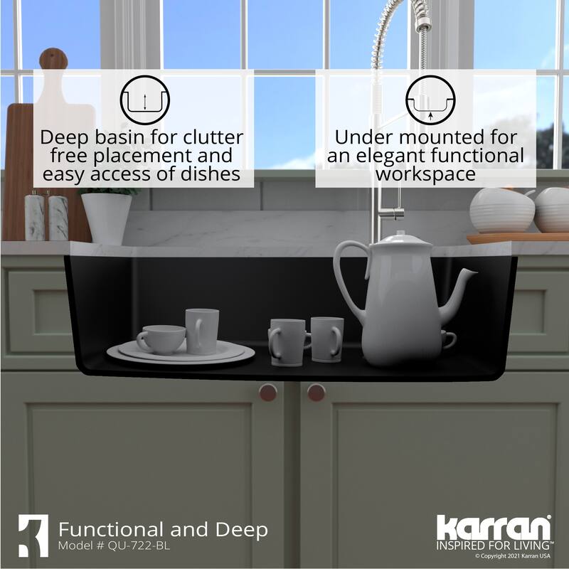 Karran Undermount Quartz Single Bowl Kitchen Sink