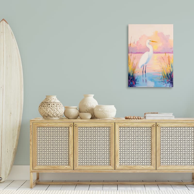 Stupell Egret under Beaming Sunset Canvas Wall Art Design By Arlington Prints