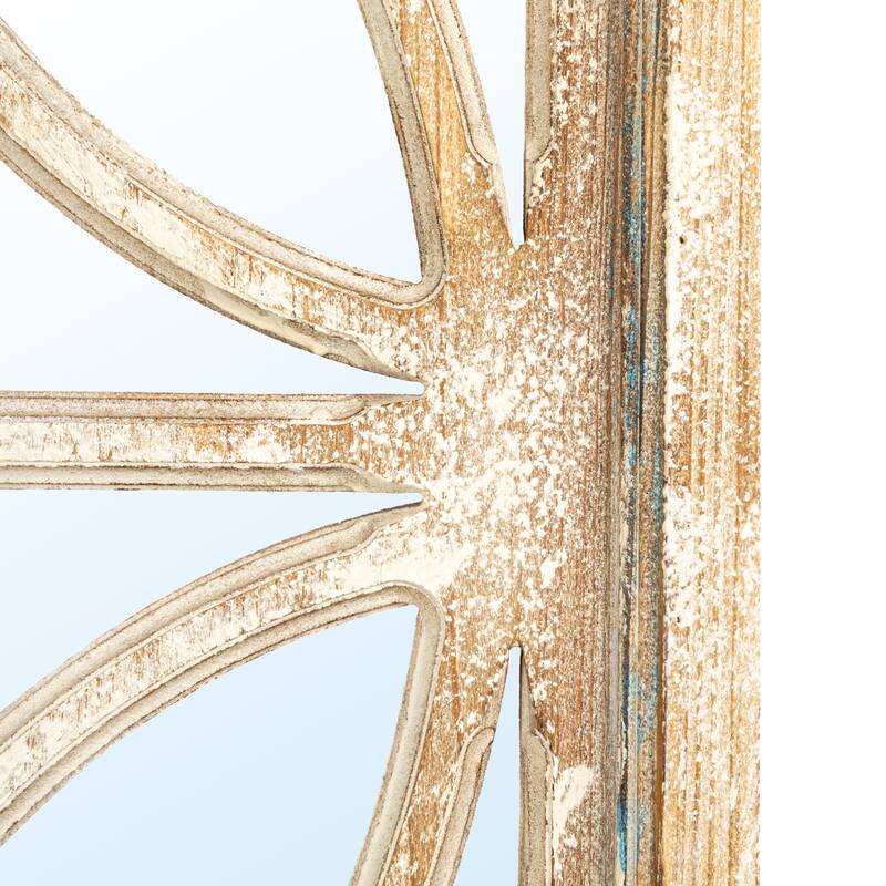 Arched Wood Framed Mirror with Petal Designs