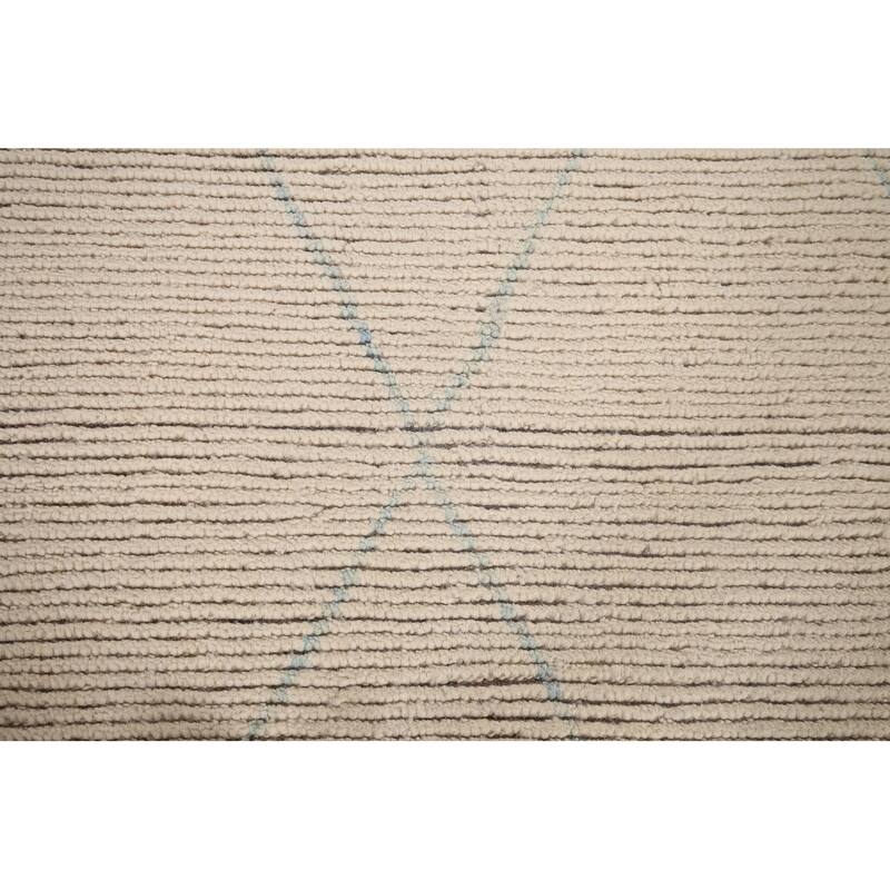 Earth Tone Moroccan Oriental Area Rug Handmade Trellis Wool Carpet - 7'6"x 10'8"