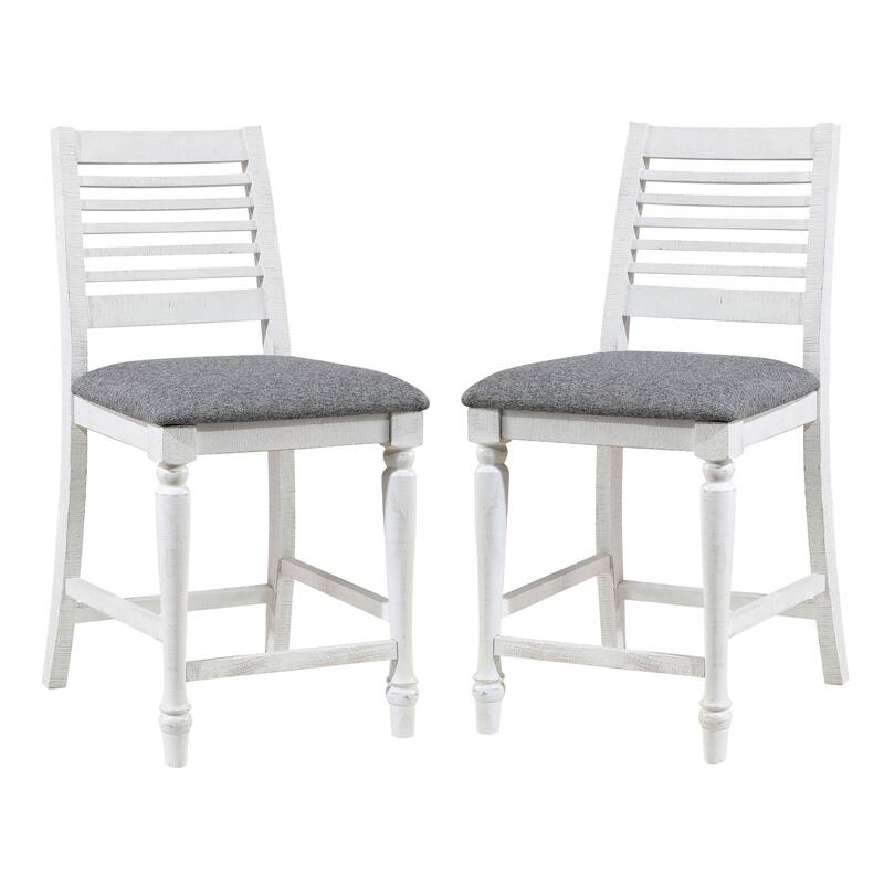 Ionessa Farmhouse Antique White Wood Counter Height Chair by Furniture of America (Set of 2)