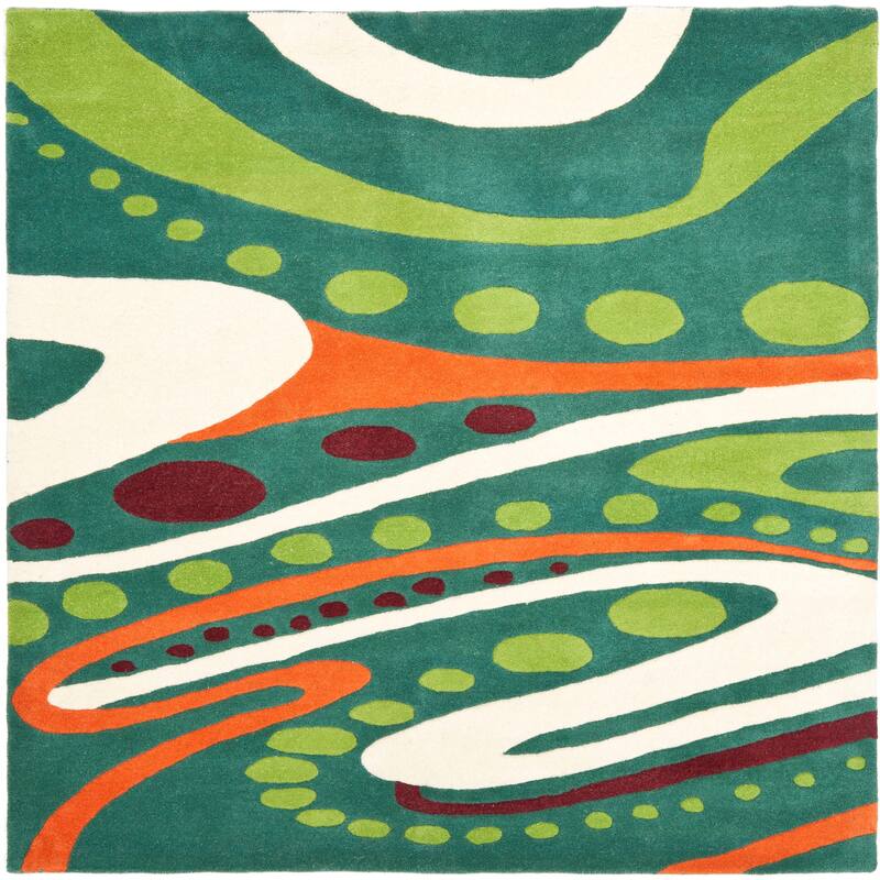 SAFAVIEH Handmade Soho Casie N.Z. Wool Rug - 6' Square - Teal/Multi