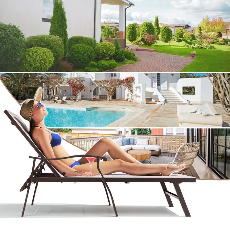 VredHom Outdoor Aluminum Adjustable Chaise Lounge (Set of 2)