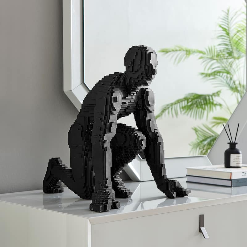 Pixel Running Man Resin Sculpture - N/A