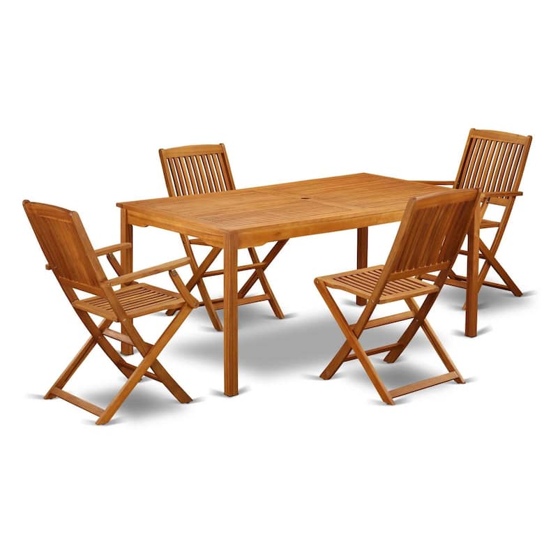 HomeStock 5-Pc Natural Oil Finish Solid Wood Top - Dining Room Set - Seats 4