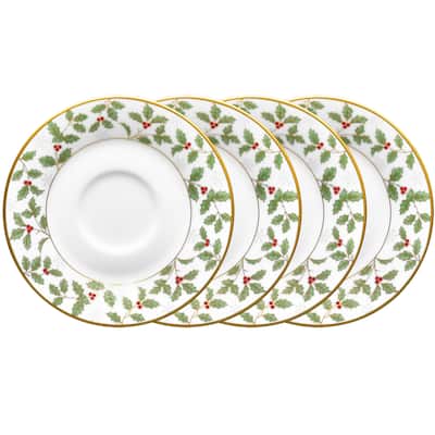Noritake Holly & Berry Gold Set Of 4 Saucers, 6"