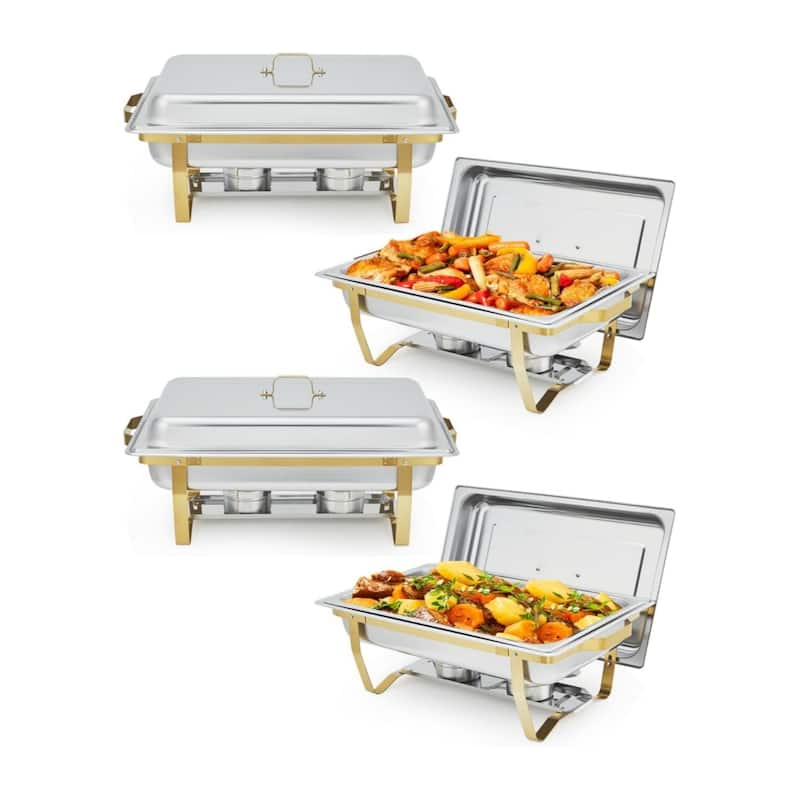 2-Pack Rectangular Chafing Dish Buffet Set - 4pcs