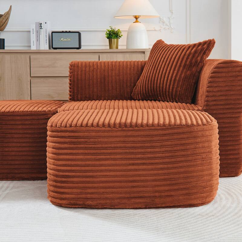 Sectional Couch with L-Shape Chaise, Modular Sofa with Movable Ottoman