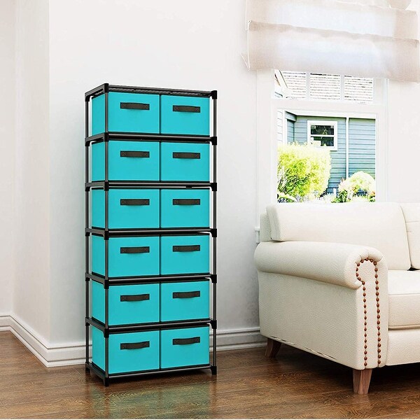12Drawer Storage Organizer, Unit Fabric Storage Chest Shelf