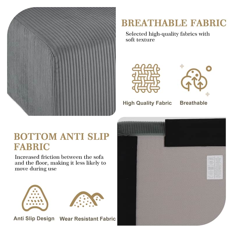 Corduroy Upholstered Modular Sectional Sofa with Ottoman