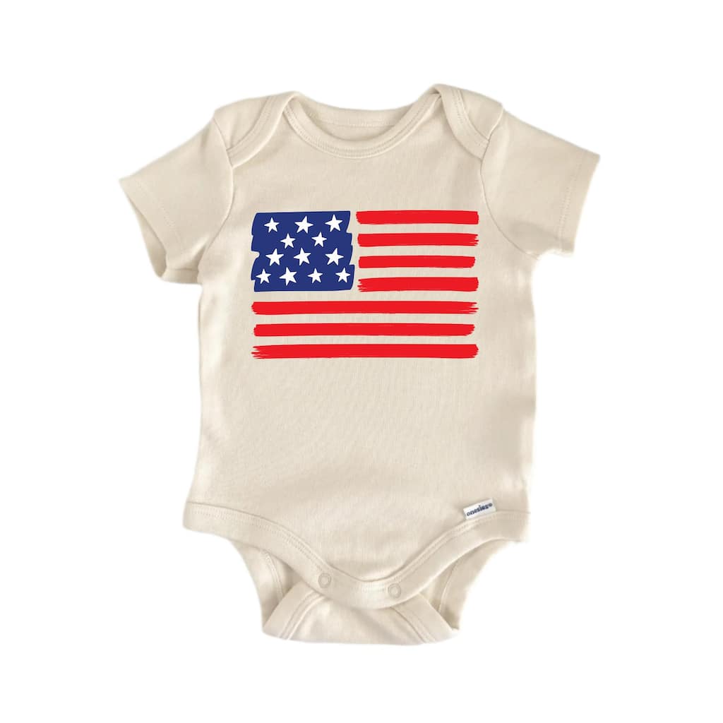 America Flag Patriotic July 4th Patriotic - Baby Boy Girl Clothes Bodysuit