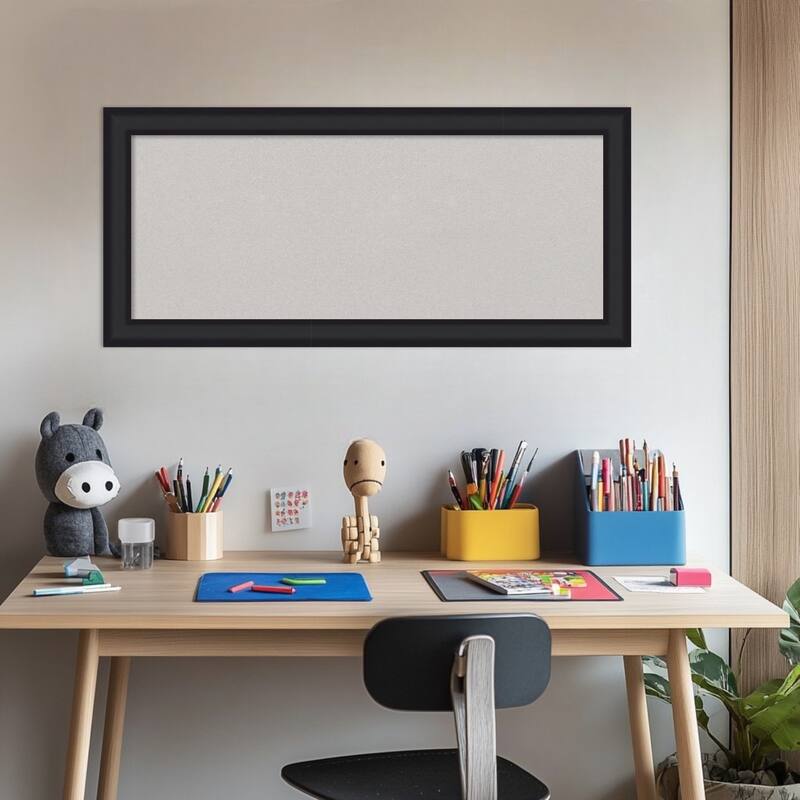 Oliver Black Narrow Wood Framed Cork Board - Bulletin Board, Organization Board, Pin Board