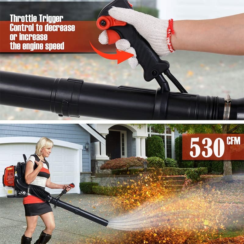 Gas Leaf Blower 52cc-2 Cycle with extension tube Backpack Blower - 68.5"L