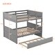 preview thumbnail 13 of 48, Full Over Full Bunk Bed with Twin Size Trundle, Space-saving, Gray