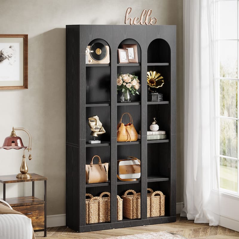 5-Tier Arched Bookshelf, 70.87-Inch Tall Bookcase for Home Office, Living Room - 39.37" W x 11.81" D x 70.87" H