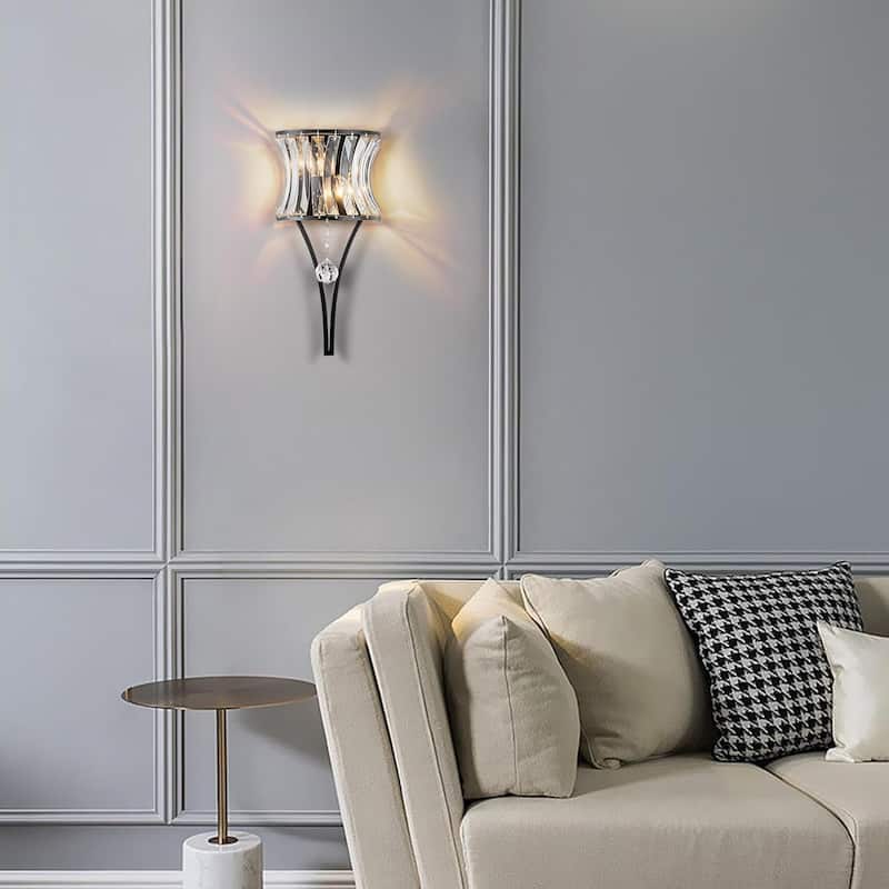 2 Light mount light black wall light metal, crystal bedroom light
