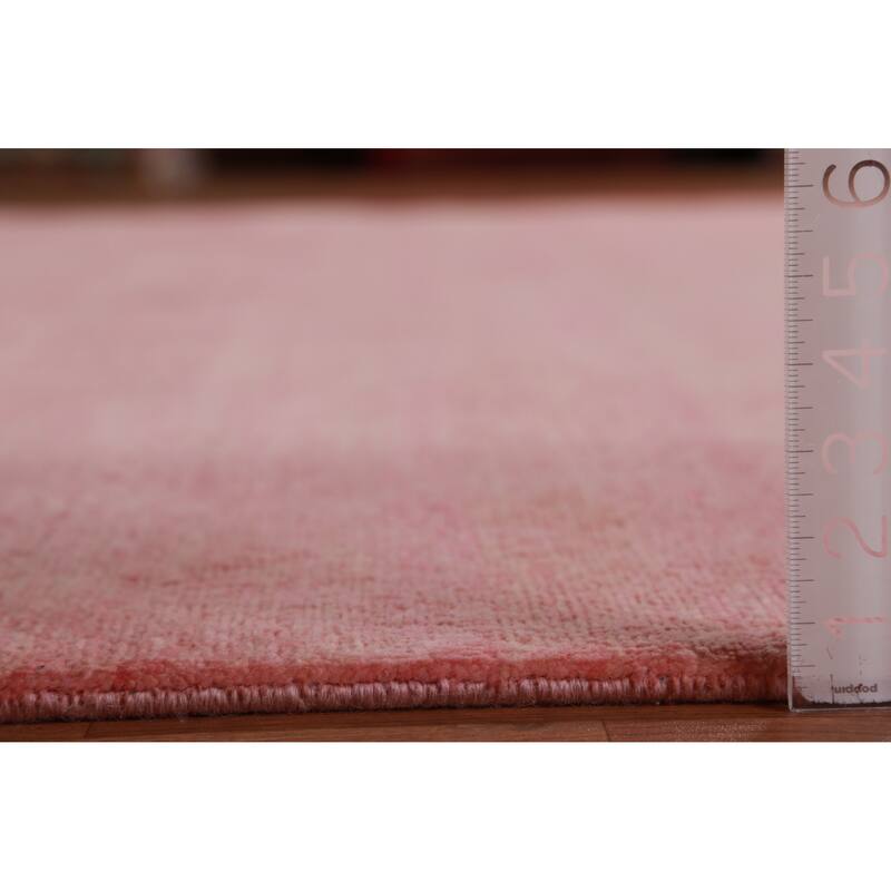 Hand Knotted Oriental 100% Wool Carpet Modern Solid Pink Gabbeh Area Rug - 12' 5'' X 9' 0''