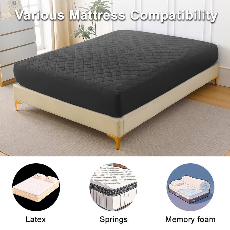 Ultra-Soft Waterproof Quilted Mattress Protector Mattress Pad Protector Cover,Multiple color(Pillowcase Not Included)