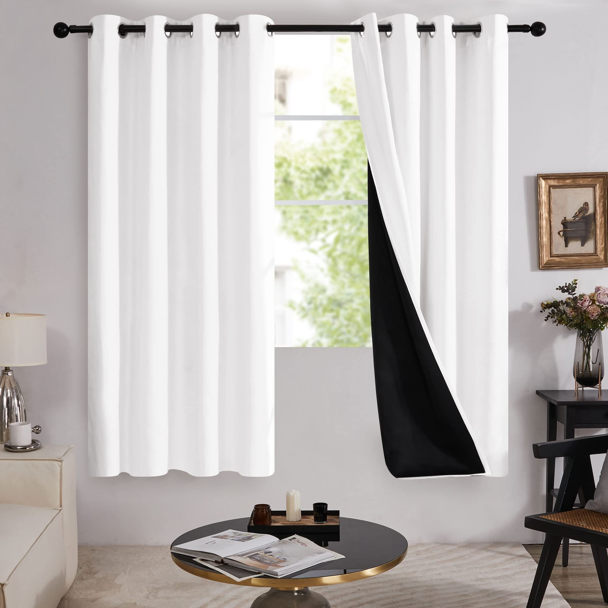 100% Blackout with Liner Grommet Curtain 4 Panels