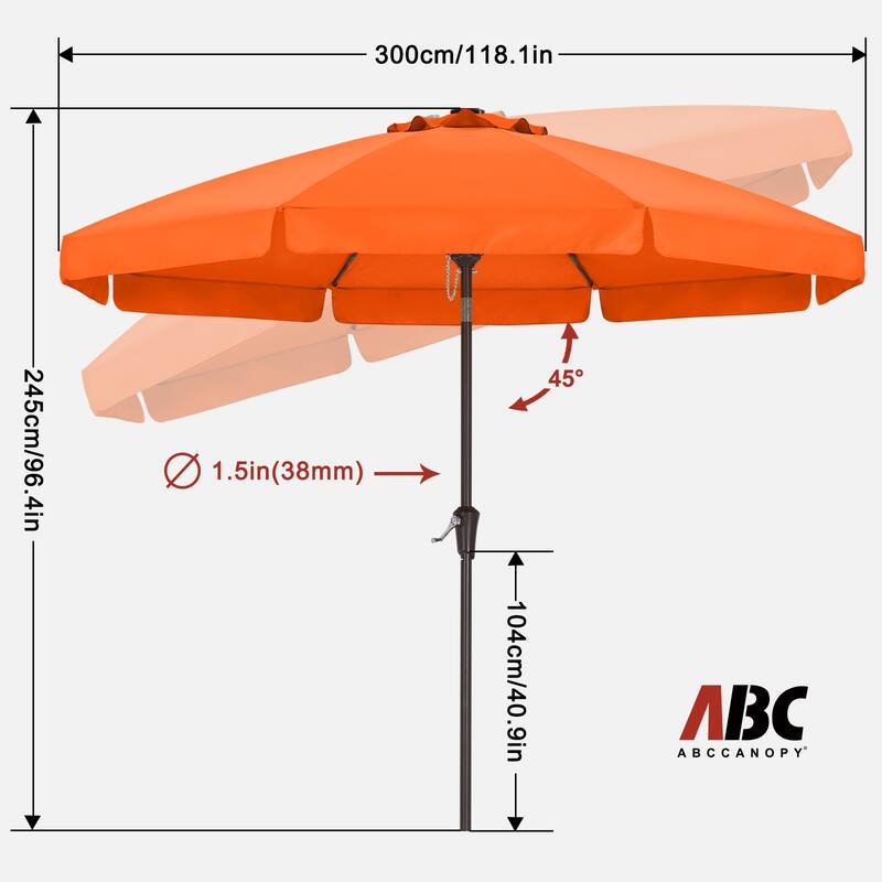 ABCCANOPY 10FT Outdoor Table Market Umbrella Tilt and Crank for Garden