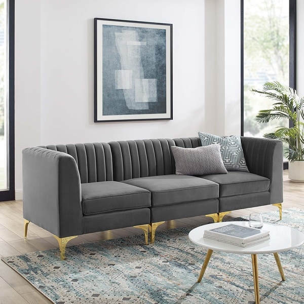 Triumph Channel Tufted Performance Velvet 3 Seater Sofa On Sale