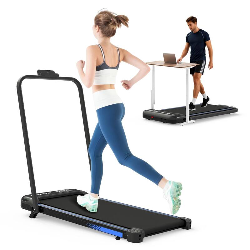 3 in 1 Under Desk Treadmill with Incline, Walking Pad with Handle Bar with Remote Control & LED Display, Foldable Treadmills - Black