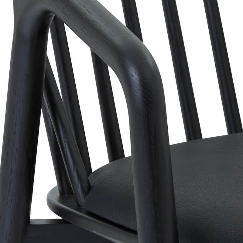Echo Solid Wood and Black Faux Leather Bar or Counter Height Barstool