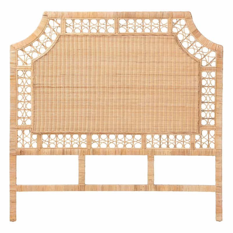 Hekima Natural Rattan Standalone Headboard - Coastal Boho Style Handwoven Wicker Bed Backdrop, Queen