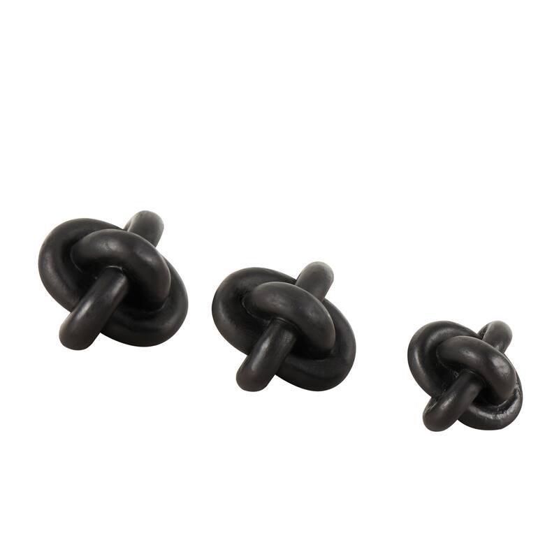 CosmoLiving by Cosmopolitan Black or White Resin Knot Inspired Geometric Sculpture (Set of 3)
