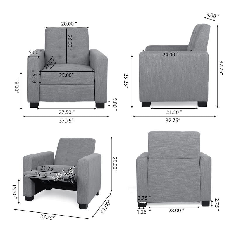 Craigue Upholstered Pushback Recliner by Christopher Knight Home