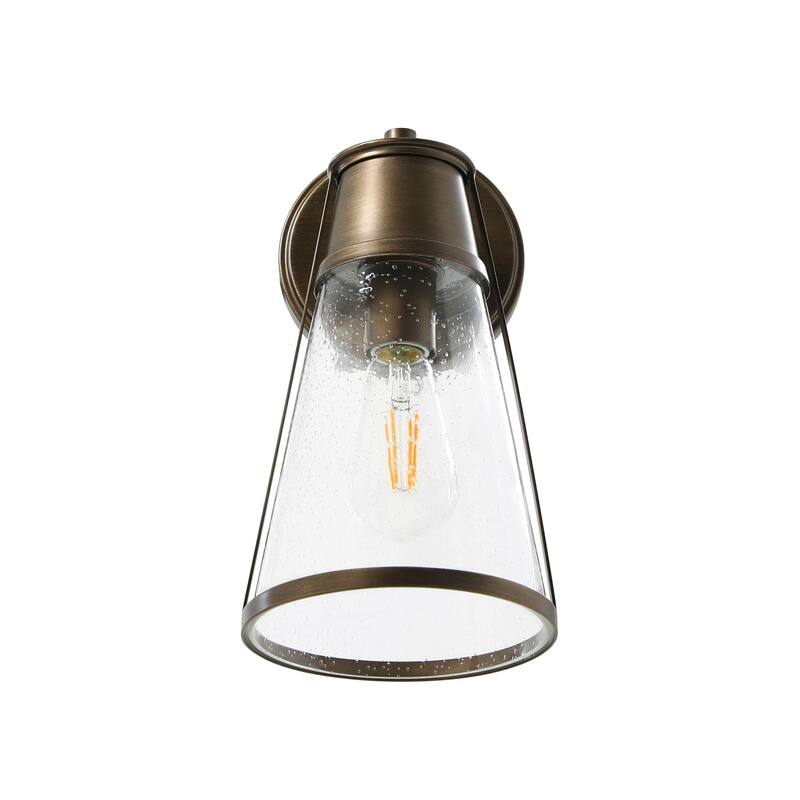 Robert Stevenson Lighting Jaxon - Metal and Seedy Glass Wall Sconce