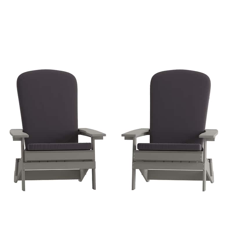 Indoor/Outdoor Folding Adirondack Chairs with Cushions - Set of 2 - 30.25"W x 34"D x 37"H