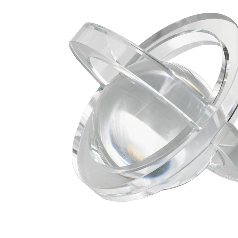 Glass Geometric Orb Decorative Sculpture with Overlapping Rings and Ball Center - Set of 3 Clear - Roche River Decor