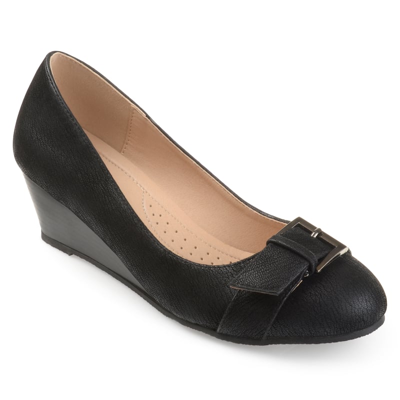 Journee Collection Women's Graysn Comfort Insole Slip On Round Toe Wedge - Medium - Black - 12