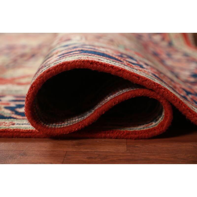 Hand Knotted Oriental 100% Wool Carpet Traditional Medallion Oranges & Rust Heriz (serapi) Area Rug - 10' 0'' X 7' 10''