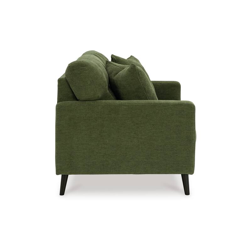Bixy Loveseat, 57 Inch, Dark Green, Track Armrest, 2 Accent Pillows