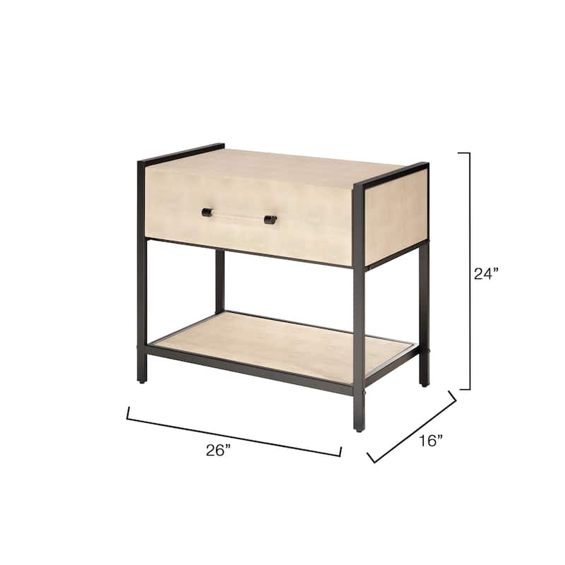 Alden Décor Monaco Faux Shagreen 1-Drawer Side Table
