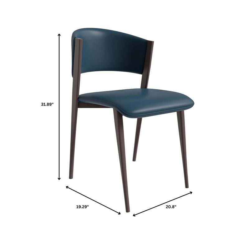 Leather Dining Chairs with Iron Legs and Open-Back Design Aspen Series Set of 2