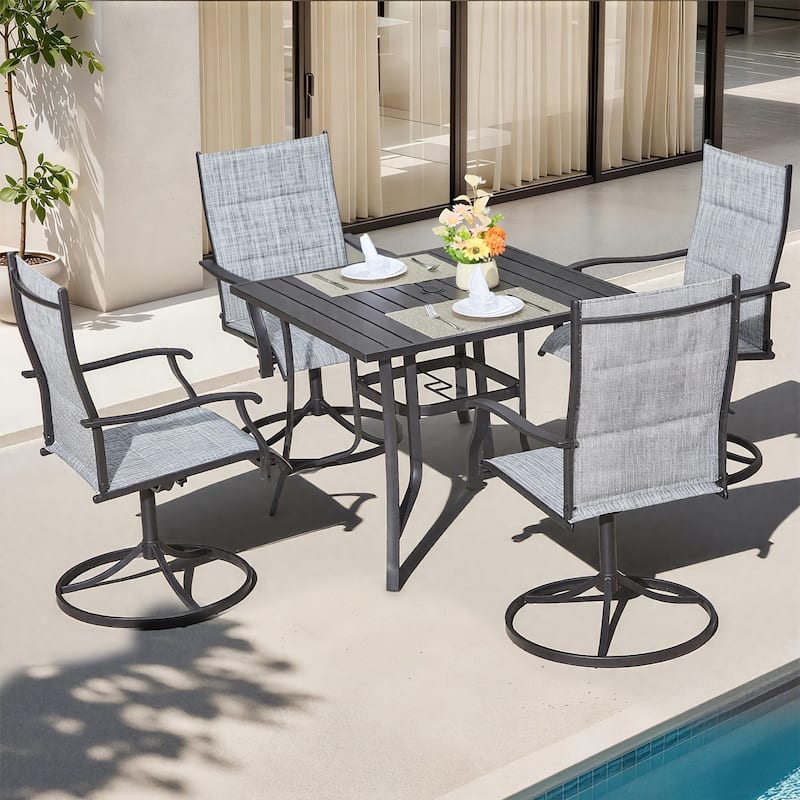 EROMMY Outdoor Swivel Patio Chairs 2/4 Pack, High-Back Textilene Dining Rocker Chairs with Metal Frame
