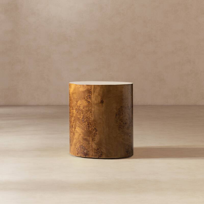 Nebula 20" Burl Wood Accent Oval Pillar Side Table