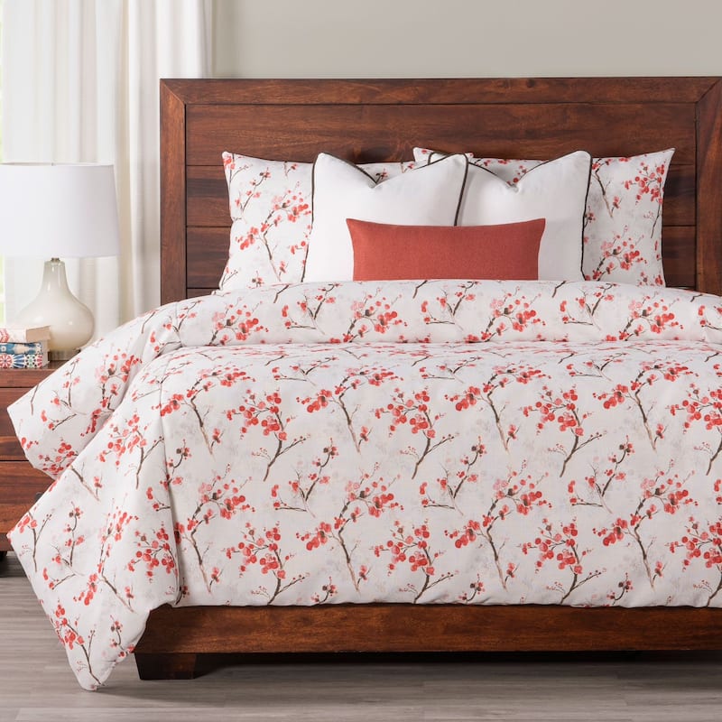 Siscovers Coral Blossom Floral Print Duvet Set - California King - 7 Piece